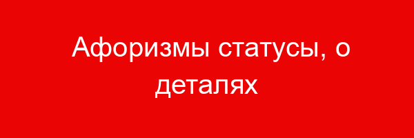 Афоризмы статусы, о деталях