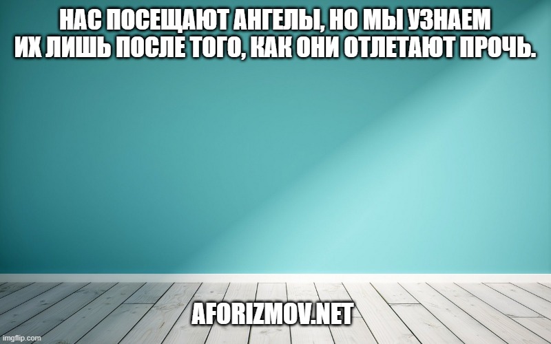 Нас посещают ангелы, но мы узнаем их лишь после того, как они отлетают прочь.