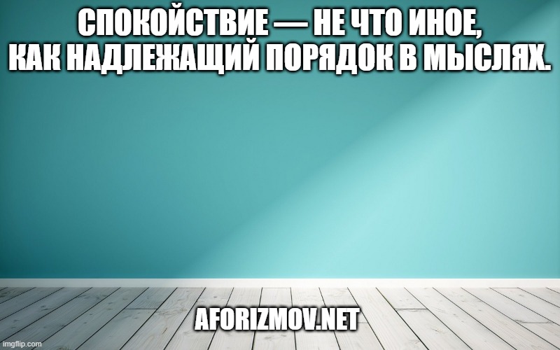 Спокойствие — не что иное, как надлежащий порядок в мыслях.