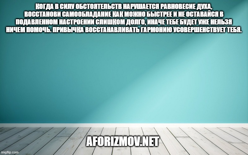 Когда в силу обстоятельств нарушается равновесие духа, восстанови самообладание как можно быстрее и не оставайся в подавленном настроении слишком долго, иначе тебе будет уже нельзя ничем помочь. Привычка восстанавливать гармонию усовершенствует тебя.