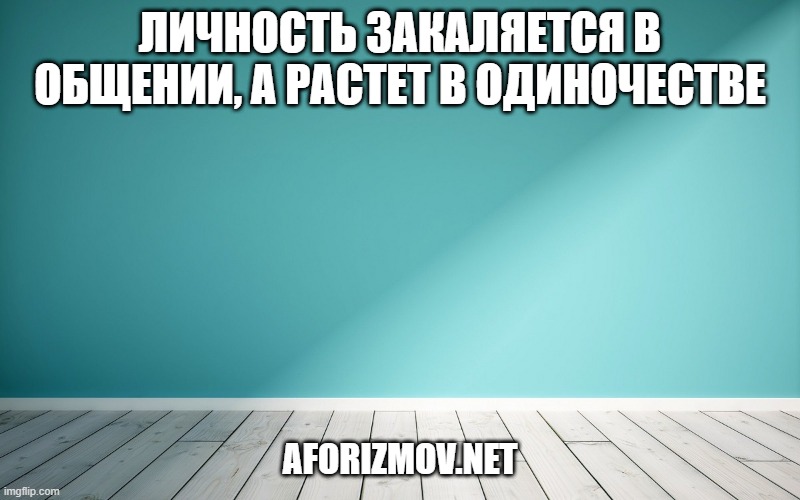 Личность закаляется в общении, а растет в одиночестве