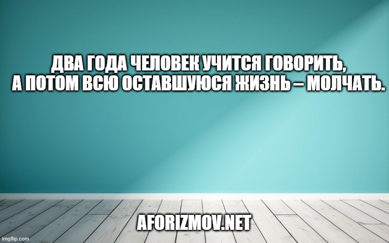 Два года человек учится говорить, а потом всю оставшуюся жизнь – молчать.