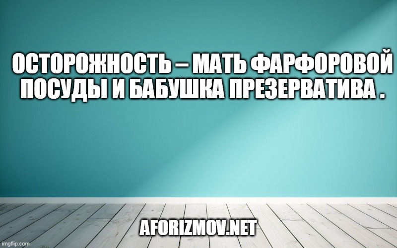 Осторожность – мать фарфоровой посуды и бабушка презерватива .