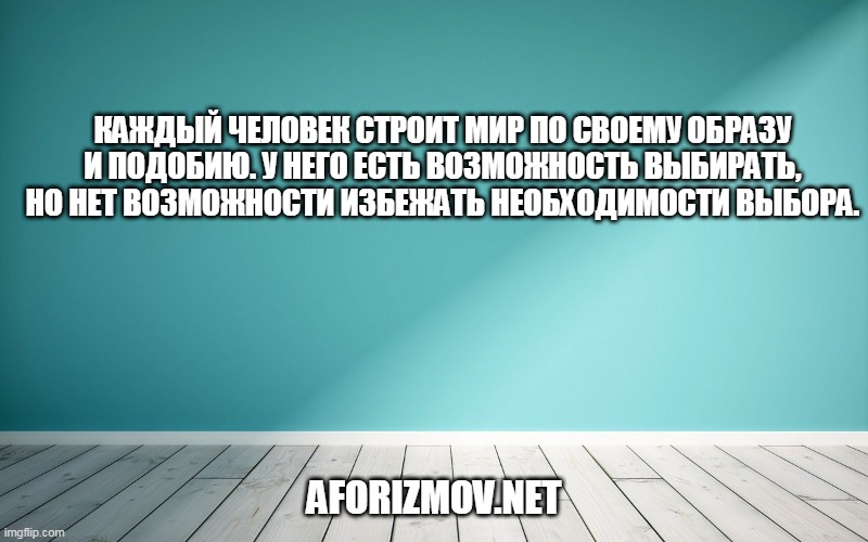 Каждый человек строит мир по своему образу и подобию. У него есть возможность выбирать, но нет возможности избежать необходимости выбора.