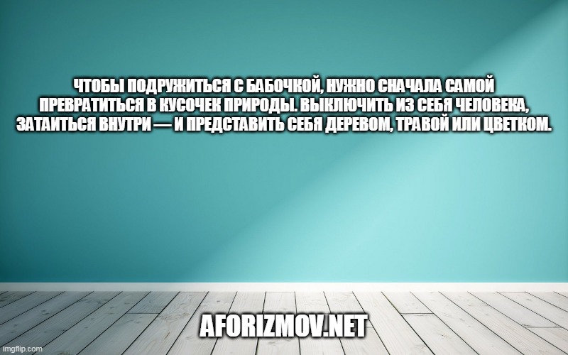 Чтобы подружиться с бабочкой, нужно сначала самой превратиться в кусочек природы. Выключить из себя человека, затаиться внутри — и представить себя деревом, травой или цветком.