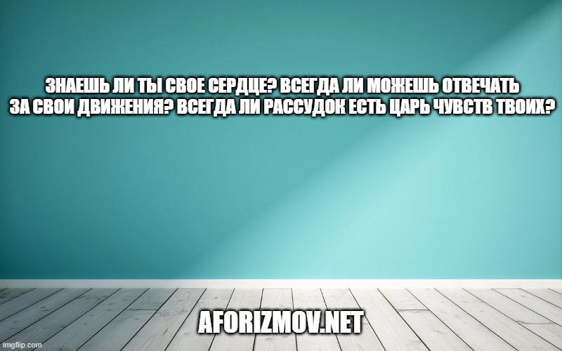 Знаешь ли ты свое сердце? Всегда ли можешь отвечать за свои движения? Всегда ли рассудок есть царь чувств твоих?