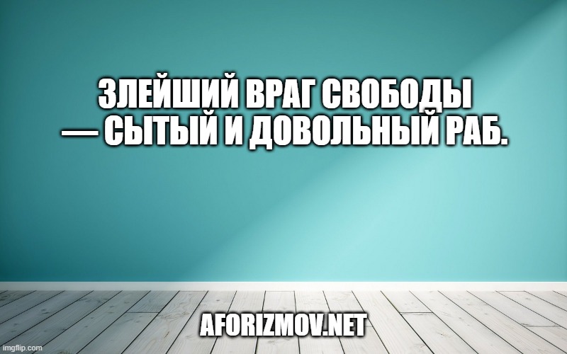 Злейший враг свободы — сытый и довольный раб.