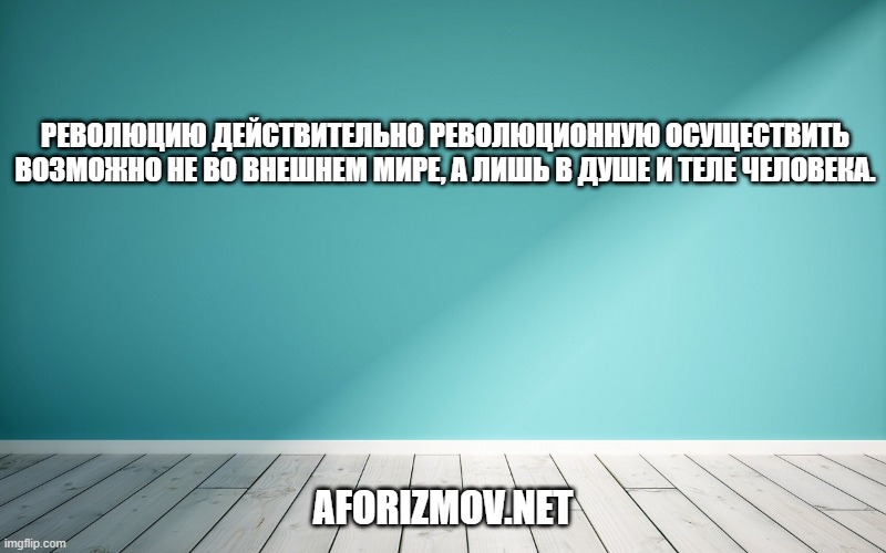 Революцию действительно революционную осуществить возможно не во внешнем мире, а лишь в душе и теле человека.