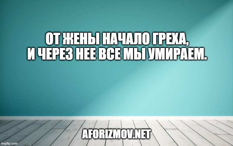 От жены начало греха, и через нее все мы умираем.