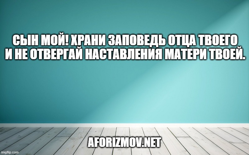 Сын мой! храни заповедь отца твоего и не отвергай наставления матери твоей.