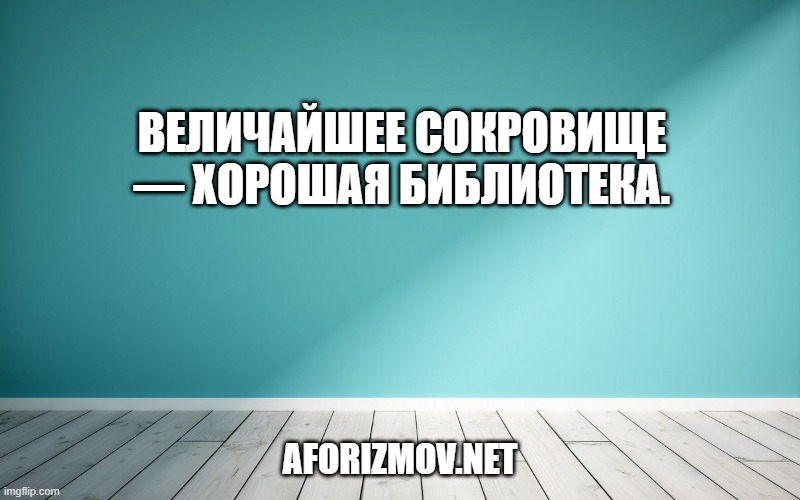 Величайшее сокровище — хорошая библиотека.