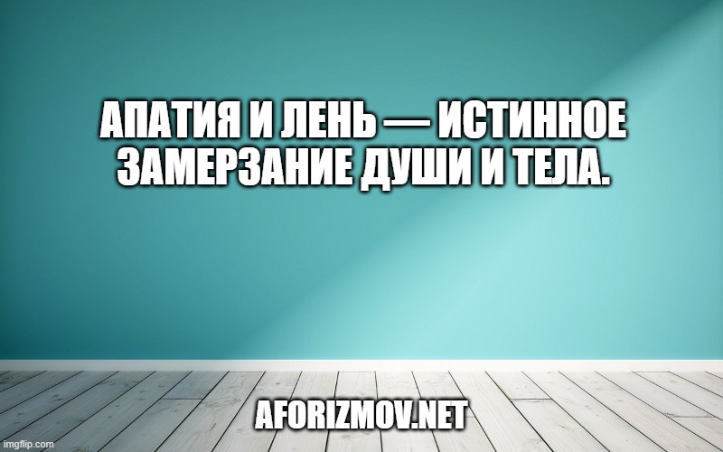 Апатия и лень — истинное замерзание души и тела.