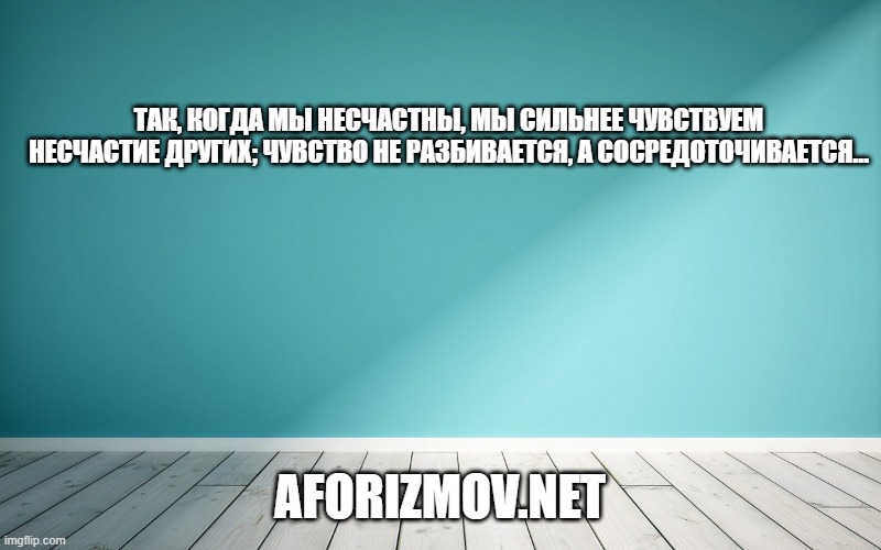 Так, когда мы несчастны, мы сильнее чувствуем несчастие других; чувство не разбивается, а сосредоточивается…