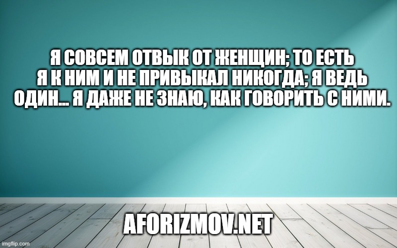Я совсем отвык от женщин; то есть я к ним и не привыкал никогда; я ведь один… Я даже не знаю, как говорить с ними.