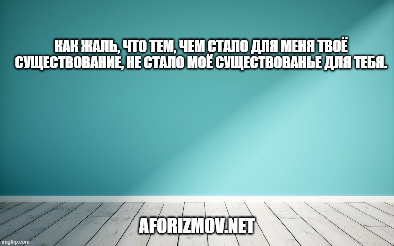 Как жаль, что тем, чем стало для меня твоё существование, не стало моё существованье для тебя.