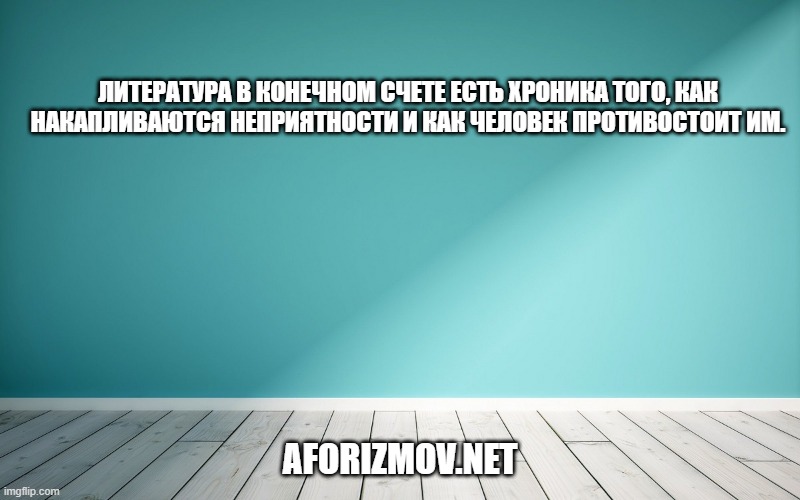 Литература в конечном счете есть хроника того, как накапливаются неприятности и как человек противостоит им.