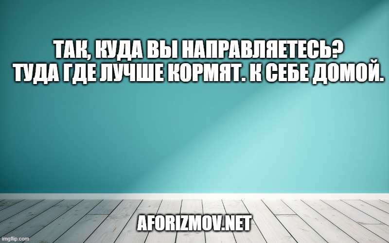 Так, куда вы направляетесь?  Туда где лучше кормят. К себе домой.