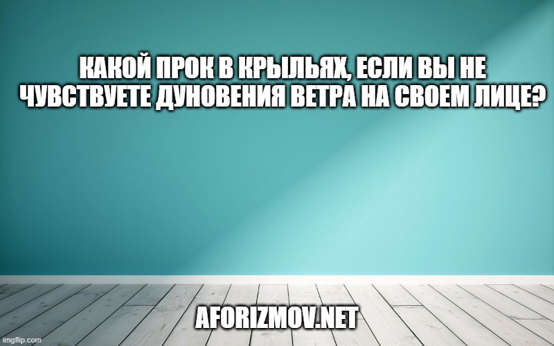 Какой прок в крыльях, если вы не чувствуете дуновения ветра на своем лице?