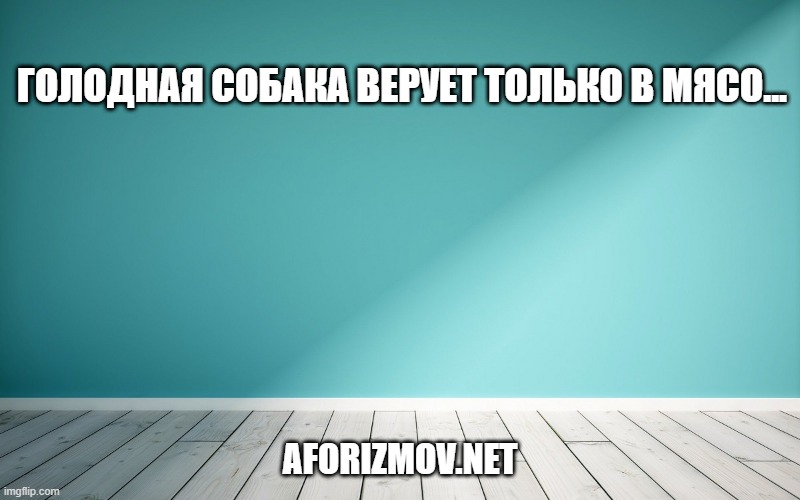 Голодная собака верует только в мясо...