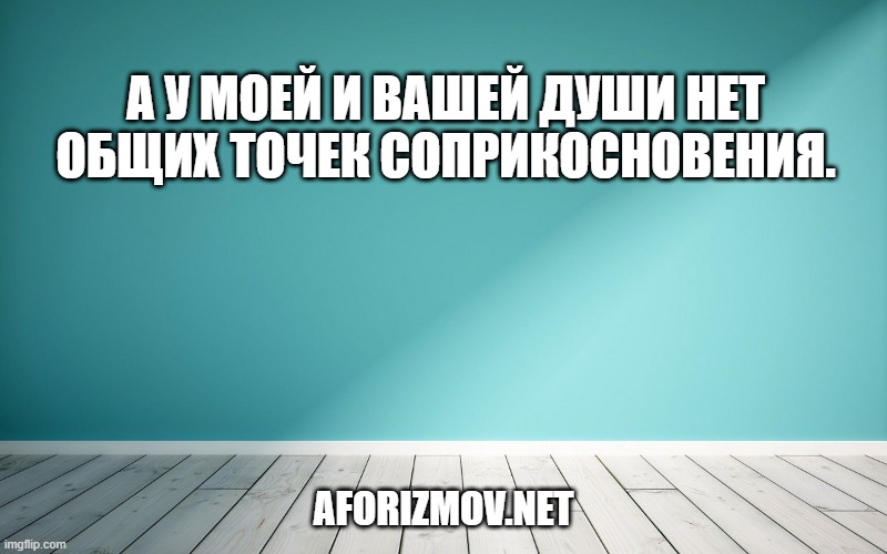 А у моей и вашей души нет общих точек соприкосновения.
