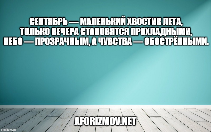 Сентябрь — маленький хвостик лета, только вечера становятся прохладными, небо — прозрачным, а чувства — обострёнными.