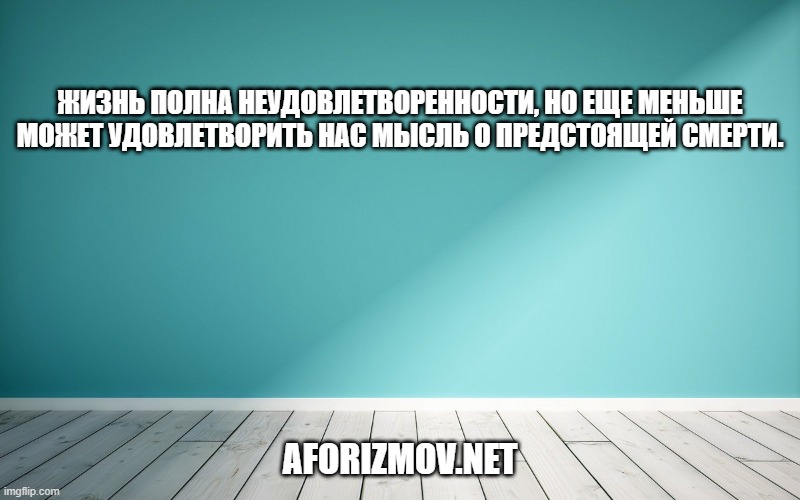 Жизнь полна неудовлетворенности, но еще меньше может удовлетворить нас мысль о предстоящей смерти.