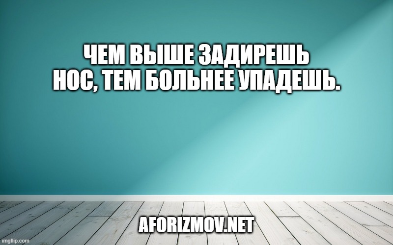 Чем выше задирешь нос, тем больнее упадешь.