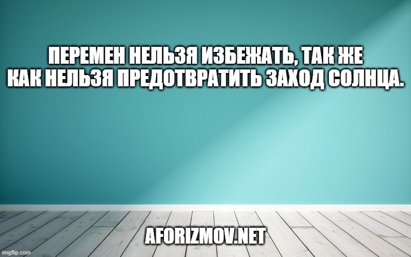 Перемен нельзя избежать, так же как нельзя предотвратить заход солнца.