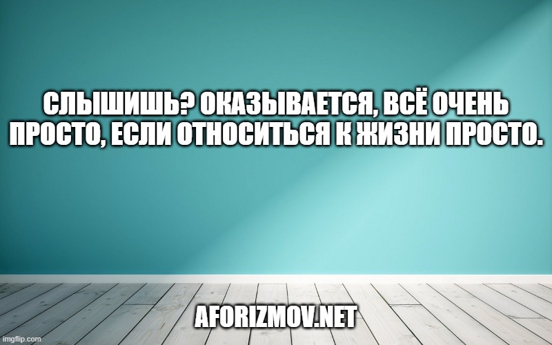 Слышишь? Оказывается, всё очень просто, если относиться к жизни просто.