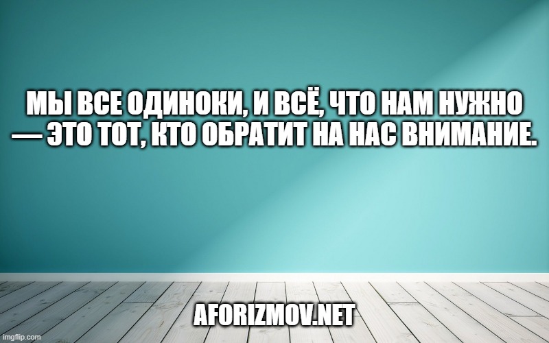 Мы все одиноки, и всё, что нам нужно — это тот, кто обратит на нас внимание.