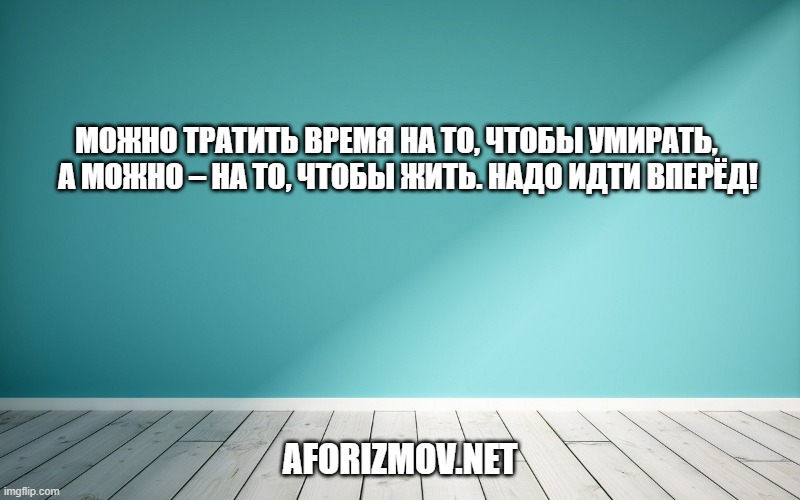Можно тратить время на то, чтобы умирать, а можно – на то, чтобы жить. Надо идти вперёд!