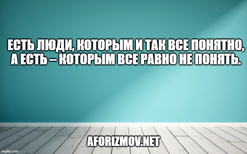 Есть люди, которым и так все понятно, а есть – которым все равно не понять.