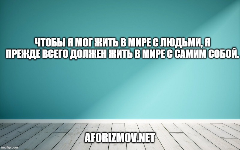 Чтобы я мог жить в мире с людьми, я прежде всего должен жить в мире с самим собой.