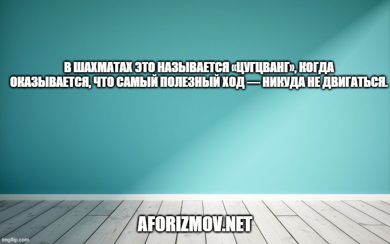 В шахматах это называется «цугцванг», когда оказывается, что самый полезный ход — никуда не двигаться.