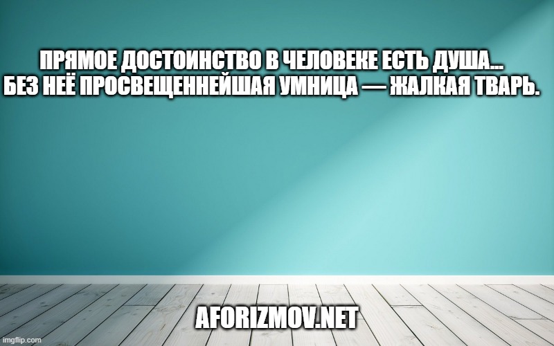 Прямое достоинство в человеке есть душа… Без неё просвещеннейшая умница — жалкая тварь.