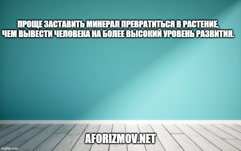 Проще заставить минерал превратиться в растение, чем вывести человека на более высокий уровень развития.