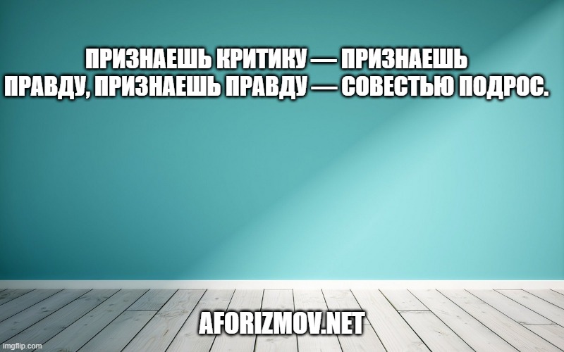 Признаешь критику — признаешь правду, Признаешь правду — совестью подрос.