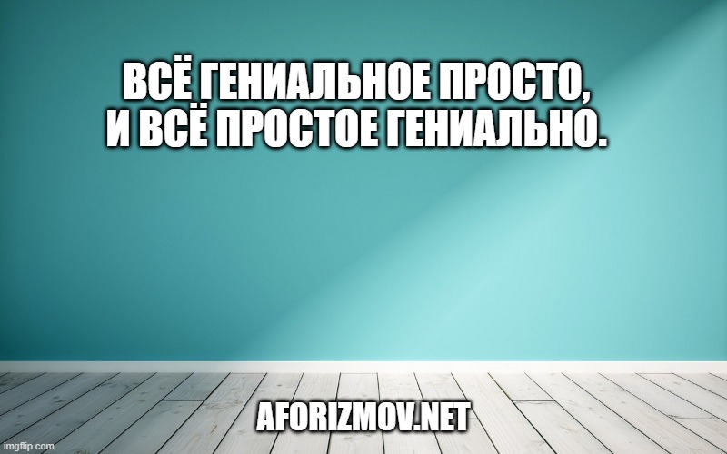 Всё гениальное просто, и всё простое гениально.