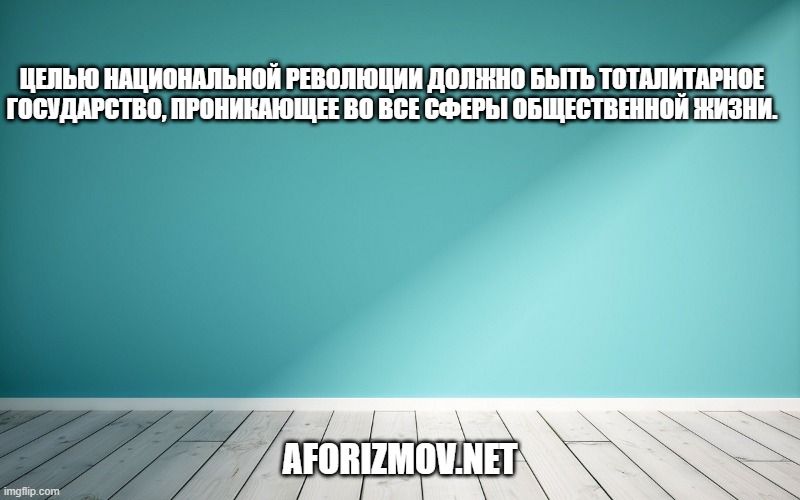 Целью национальной революции должно быть тоталитарное государство, проникающее во все сферы общественной жизни.