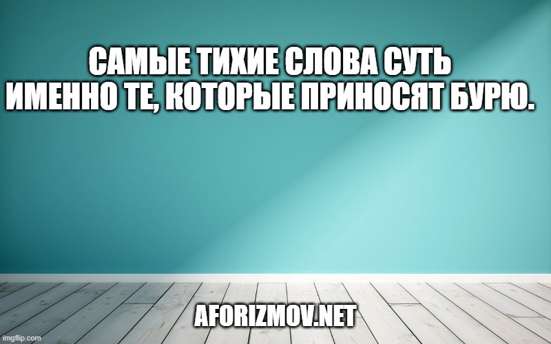 Самые тихие слова суть именно те, которые приносят бурю.