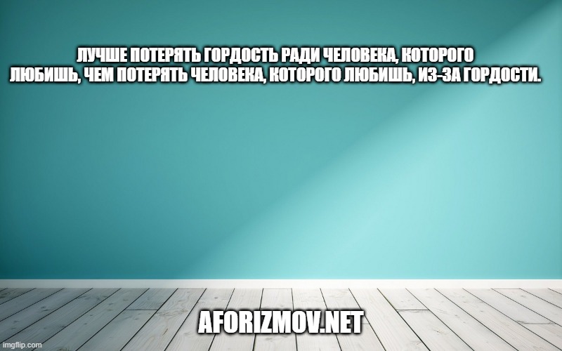 Лучше потерять гордость ради человека, которого любишь, чем потерять человека, которого любишь, из-за гордости.