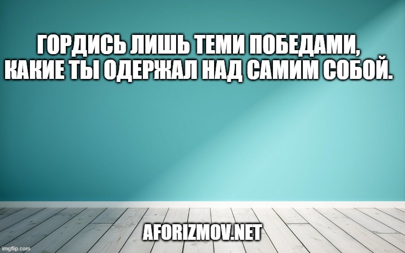 Гордись лишь теми победами, какие ты одержал над самим собой.