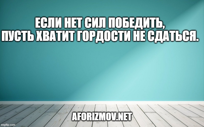 Если нет сил победить, пусть хватит гордости не сдаться.