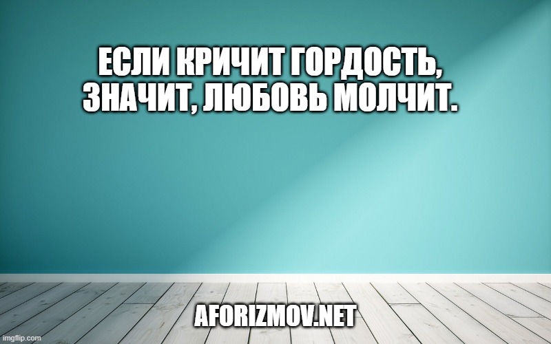 Если кричит гордость, значит, любовь молчит.