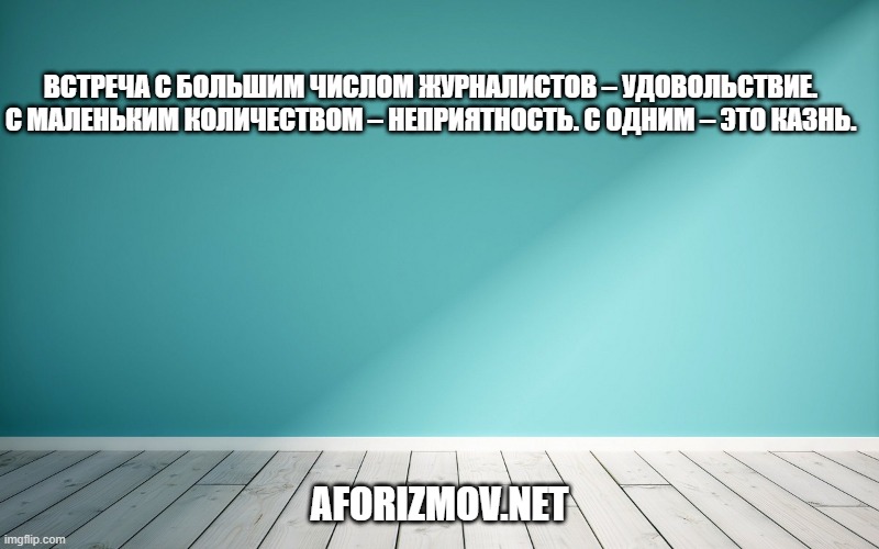 Встреча с большим числом журналистов – удовольствие. С маленьким количеством – неприятность. С одним – это казнь.