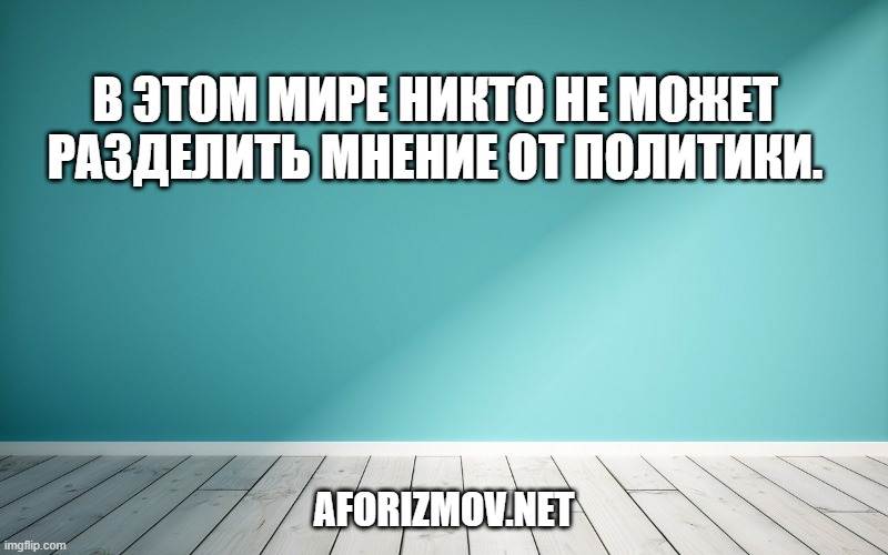 В этом мире никто не может разделить мнение от политики.