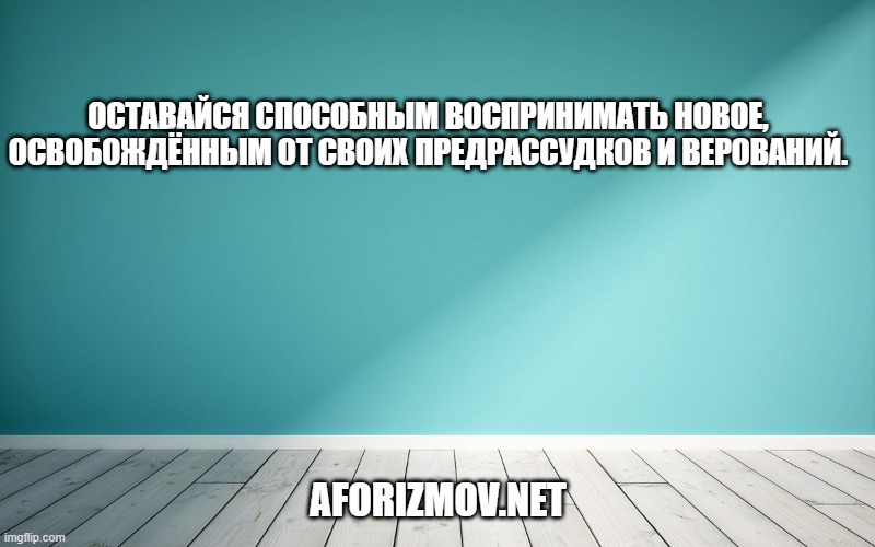 Оставайся способным воспринимать новое, освобождённым от своих предрассудков и верований.