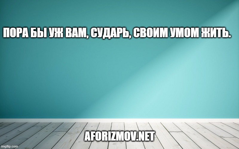 Пора бы уж вам, сударь, своим умом жить.