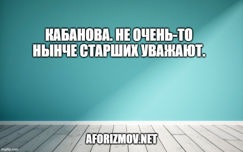 Кабанова. Не очень-то нынче старших уважают.