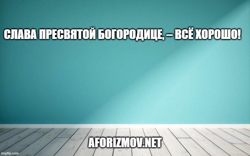Слава пресвятой богородице, – всё хорошо!